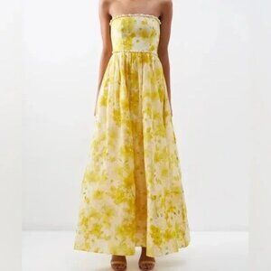 ZIMMERMANN WONDERLAND SHELL EMBELLISHED SILK BLEND GOWN YELLOW
